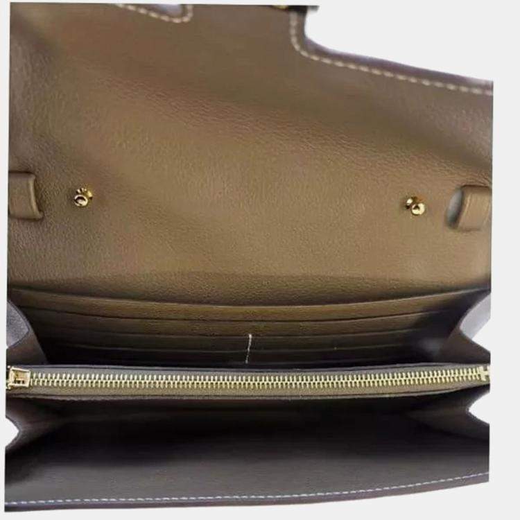Pre Owned Hermes Constance To Go Wallet in Epsom Etoupe Color Gold Hardware