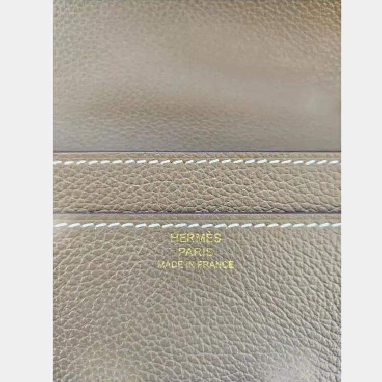 Pre Owned Hermes Constance To Go Wallet in Epsom Etoupe Color Gold Hardware
