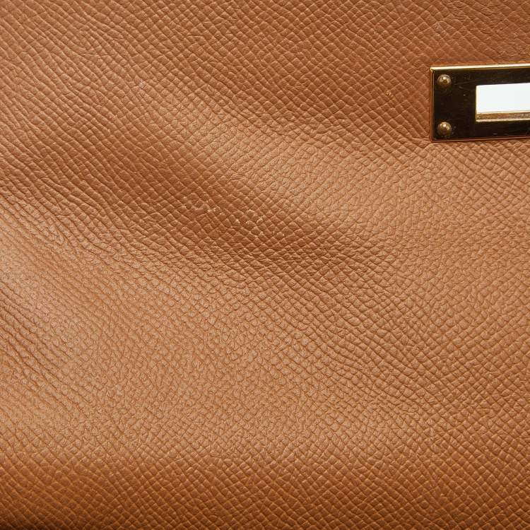 Pre Owned Hermes Gold Epsom Leather Gold Finish Kelly Sellier 32 Bag