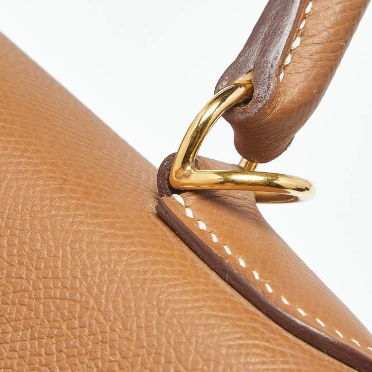 Pre Owned Hermes Gold Epsom Leather Gold Finish Kelly Sellier 32 Bag