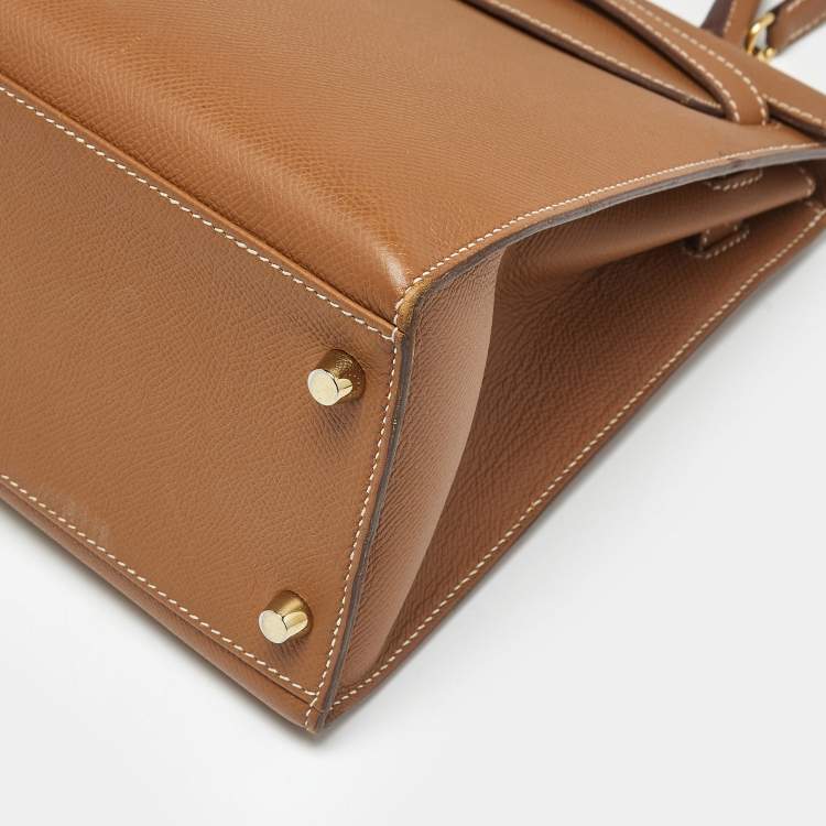 Pre Owned Hermes Gold Epsom Leather Gold Finish Kelly Sellier 32 Bag