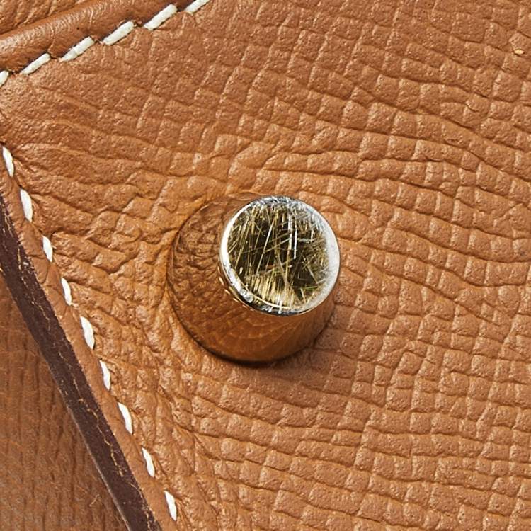 Pre Owned Hermes Gold Epsom Leather Gold Finish Kelly Sellier 32 Bag