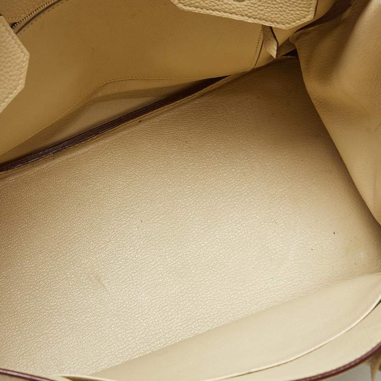 Pre Owned Hermes Parchemin Togo Leather Palladium Finish Birkin 35 Bag