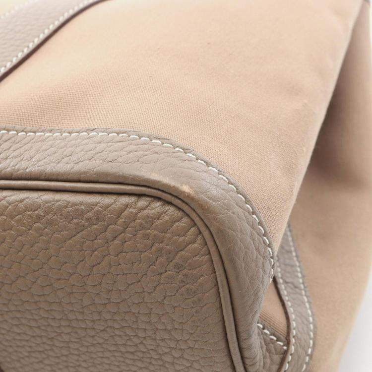 Pre Owned Hermes Garden Party PM Etoupe Officier Canvas Negonda Tote Bag