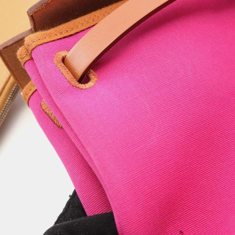 Pre Owned Hermes Herbag PM Brown Pink Canvas Shoulder Bag