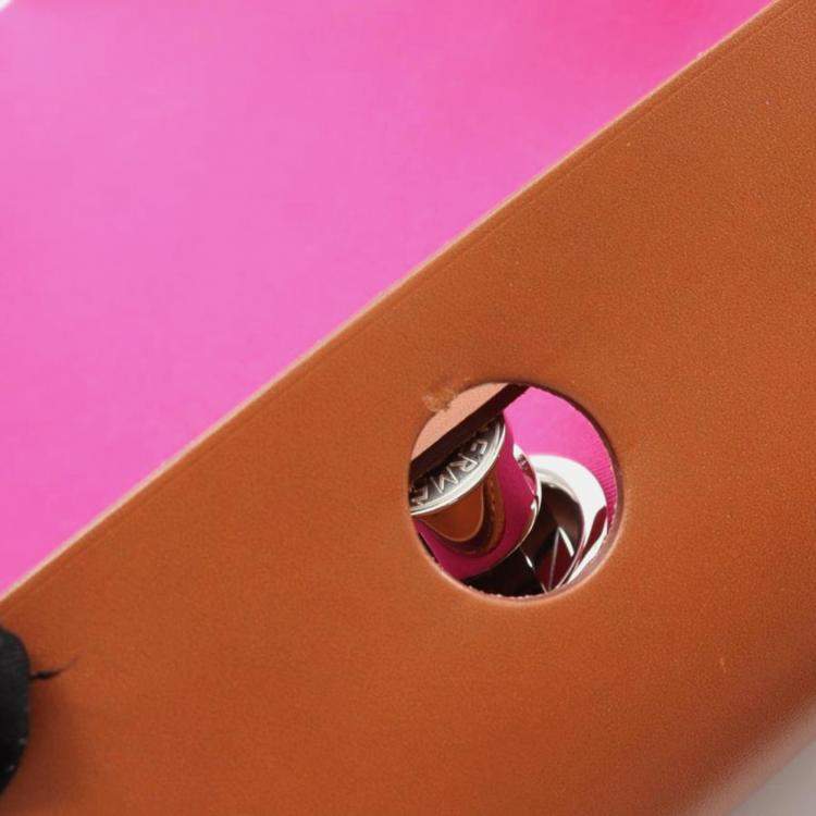 Pre Owned Hermes Herbag PM Brown Pink Canvas Shoulder Bag