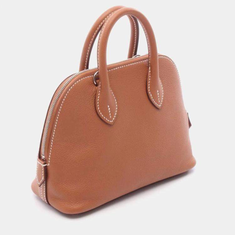 Pre Owned Hermes Bolide 1923 Mini Gold Leather Handbag