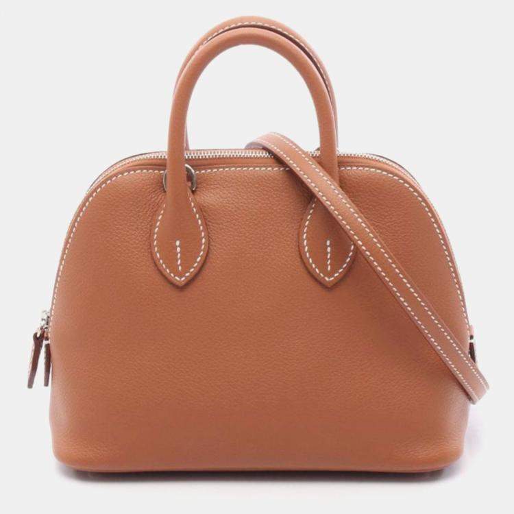 Pre Owned Hermes Bolide 1923 Mini Gold Leather Handbag