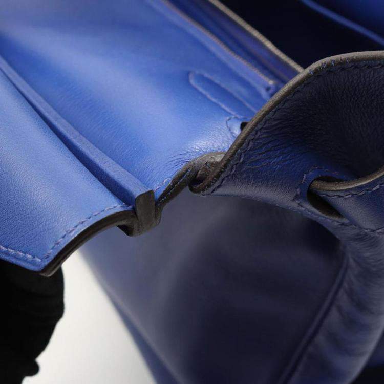 Pre Owned Hermes Birkin 30 Blue Electric Leather Handbag