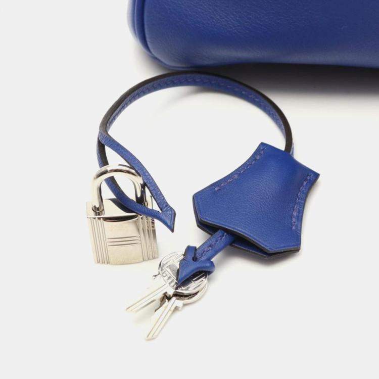 Pre Owned Hermes Birkin 30 Blue Electric Leather Handbag