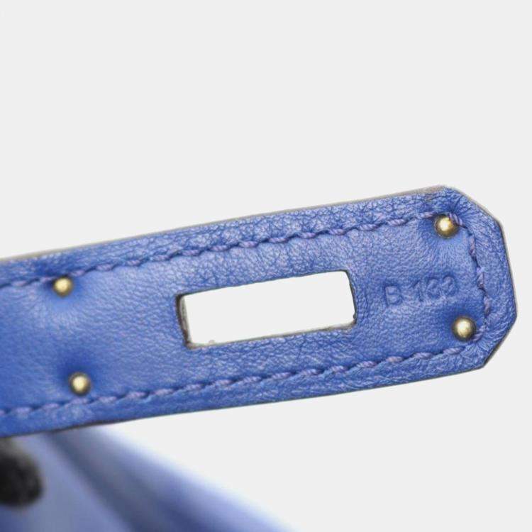 Pre Owned Hermes Birkin 30 Blue Electric Leather Handbag