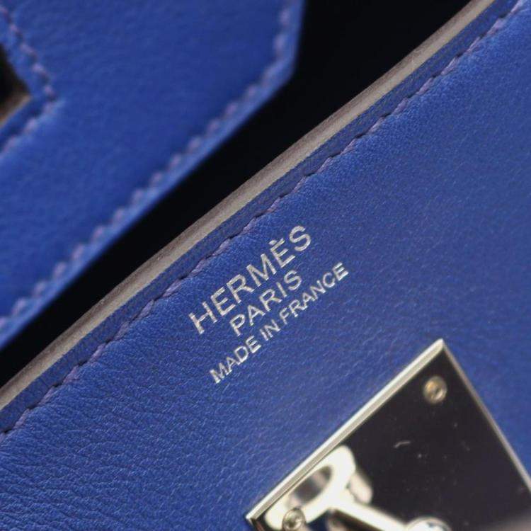 Pre Owned Hermes Birkin 30 Blue Electric Leather Handbag