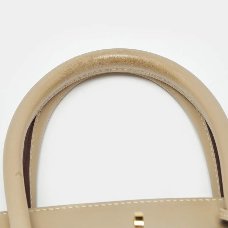 Pre Owned Hermes Beige Swift Leather Gold Finish Birkin 35 Bag
