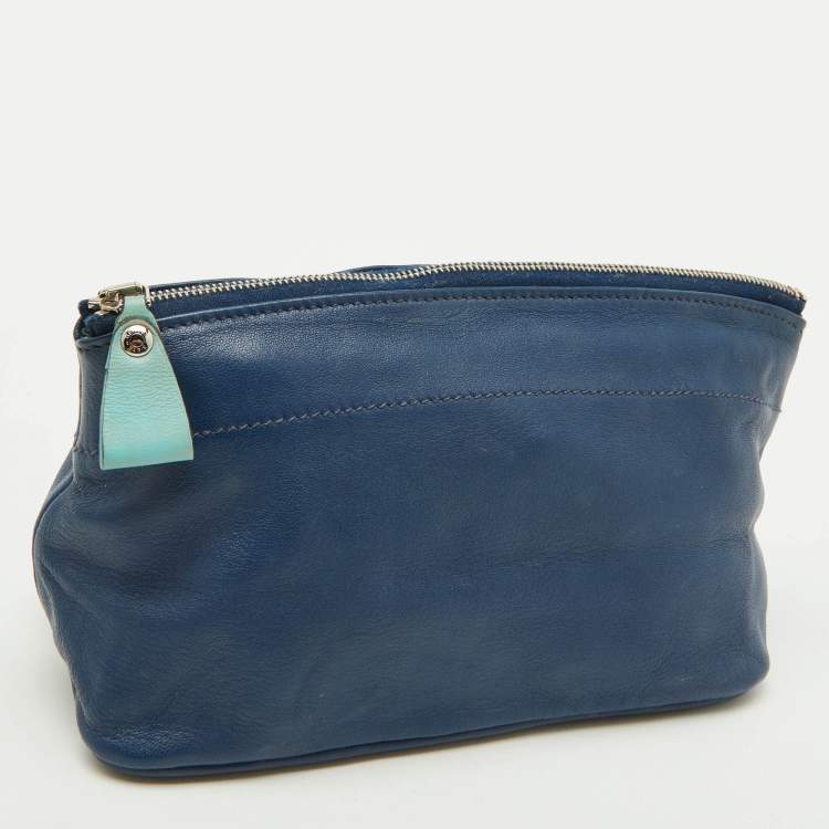 Pre Owned Hermes Bleu Navy Swift Leather Tohubohu Pouch MM Bag