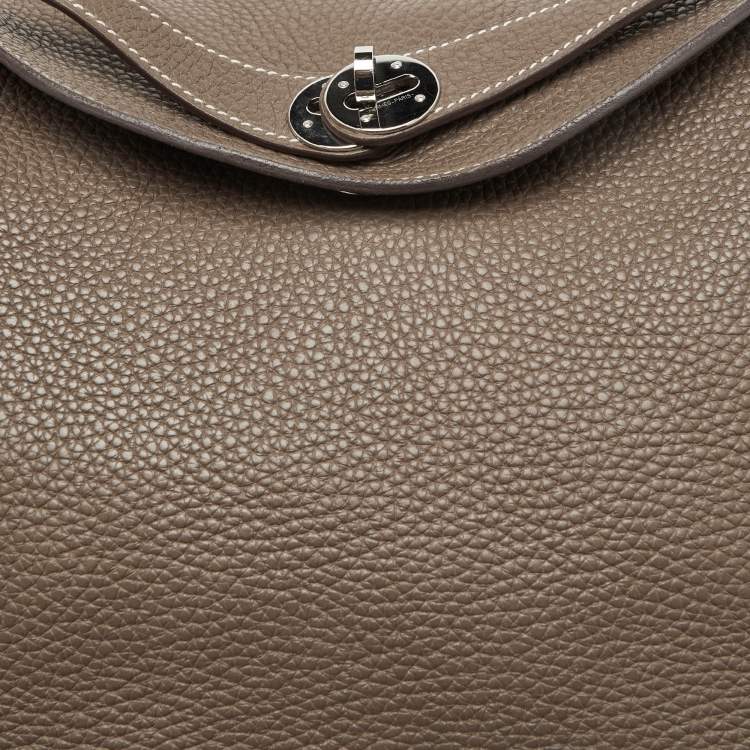 Pre Owned Hermes Etoupe Grey Taurillon Clemence Leather Lindy 30 Bag