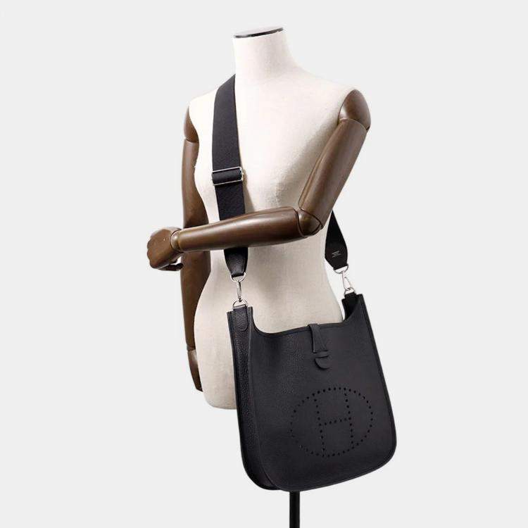 Pre Owned Hermes Evelyne PM Caban Taurillon Clemence Crossbody Bag