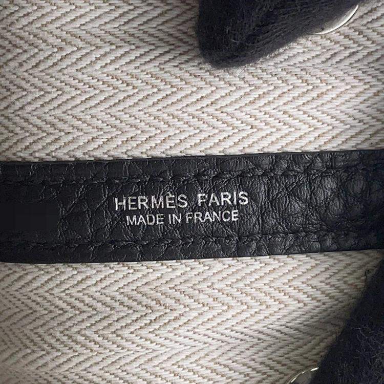 Pre Owned Hermes Garden Party TPM Black Negonda Leather Tote Bag