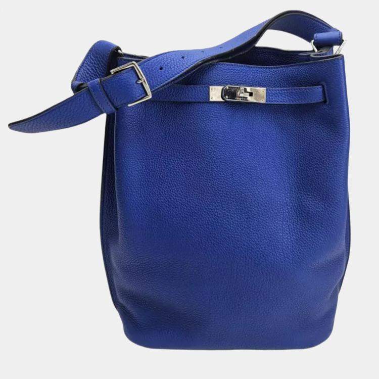 Pre Owned Hermes So Kelly 26 Blue Togo Leather Shoulder Bag