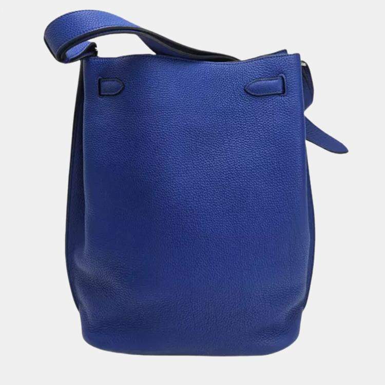 Pre Owned Hermes So Kelly 26 Blue Togo Leather Shoulder Bag