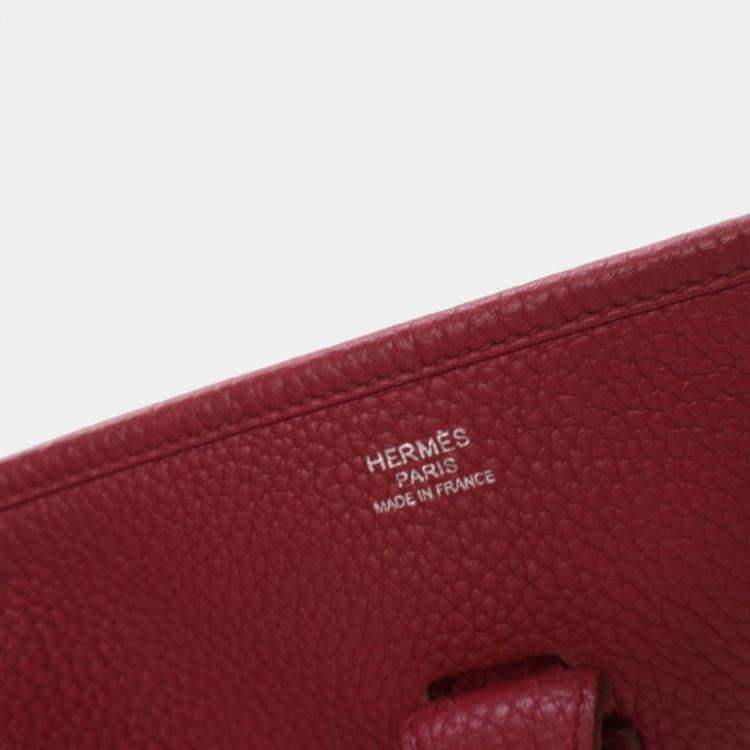 Pre Owned Hermes Evelyne III PM Rouge Clemence Leather Shoulder Bag