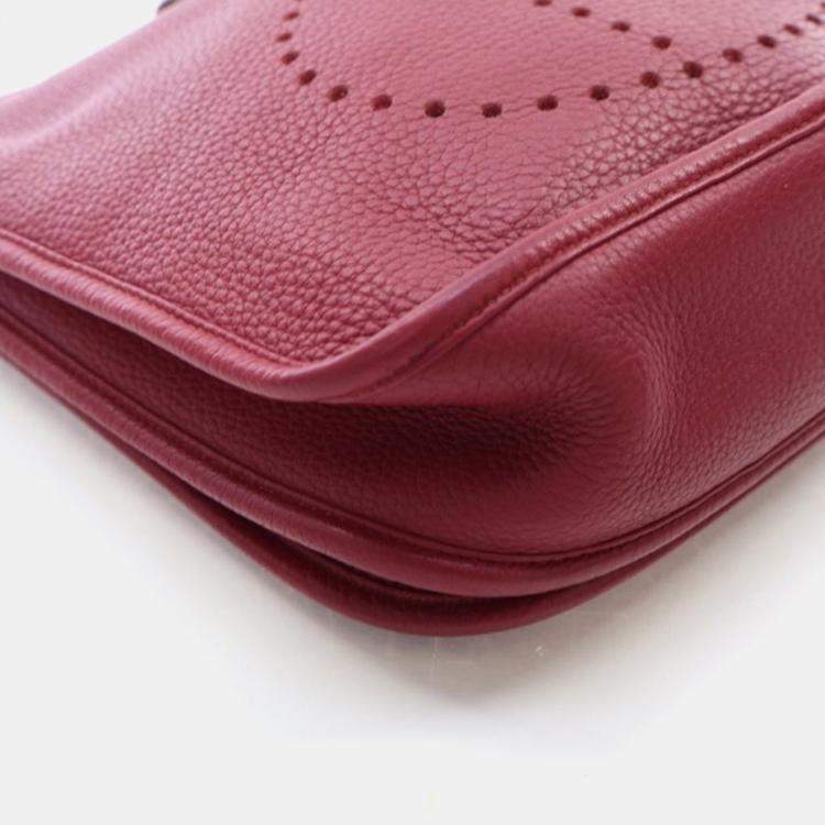 Pre Owned Hermes Evelyne III PM Rouge Clemence Leather Shoulder Bag