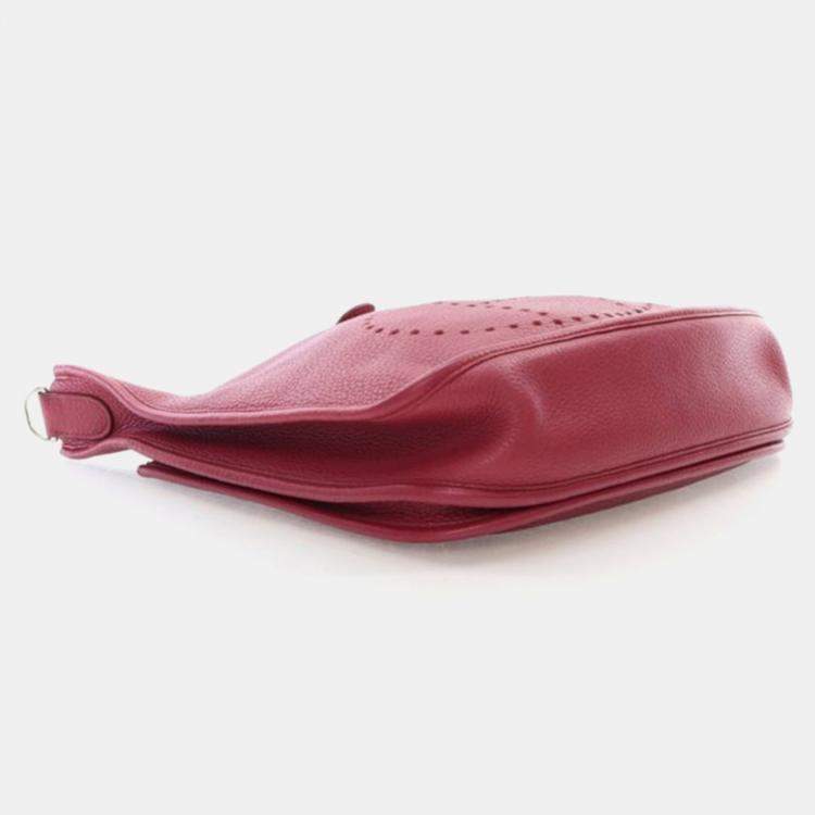 Pre Owned Hermes Evelyne III PM Rouge Clemence Leather Shoulder Bag