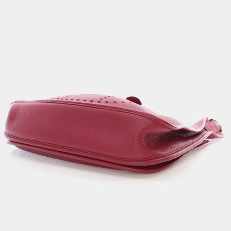 Pre Owned Hermes Evelyne III PM Rouge Clemence Leather Shoulder Bag
