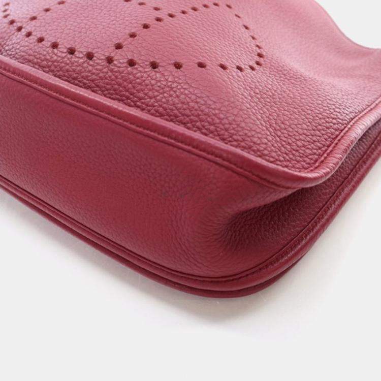 Pre Owned Hermes Evelyne III PM Rouge Clemence Leather Shoulder Bag