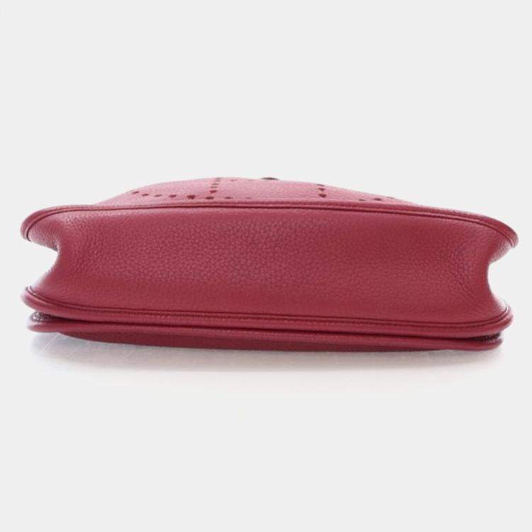 Pre Owned Hermes Evelyne III PM Rouge Clemence Leather Shoulder Bag
