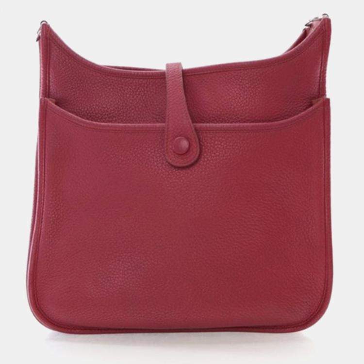 Pre Owned Hermes Evelyne III PM Rouge Clemence Leather Shoulder Bag