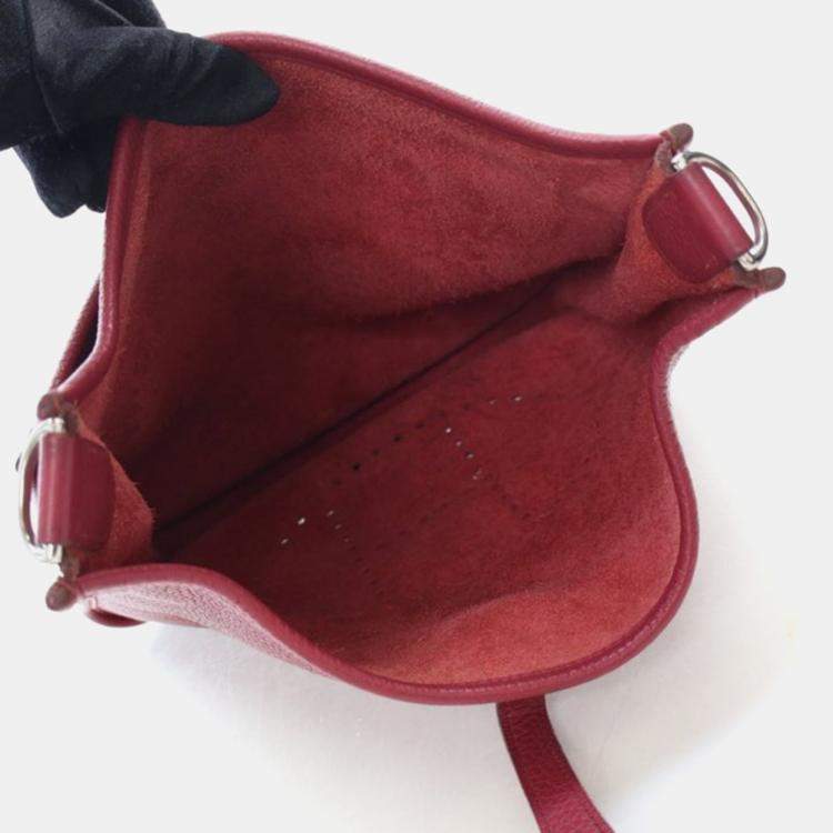 Pre Owned Hermes Evelyne III PM Rouge Clemence Leather Shoulder Bag