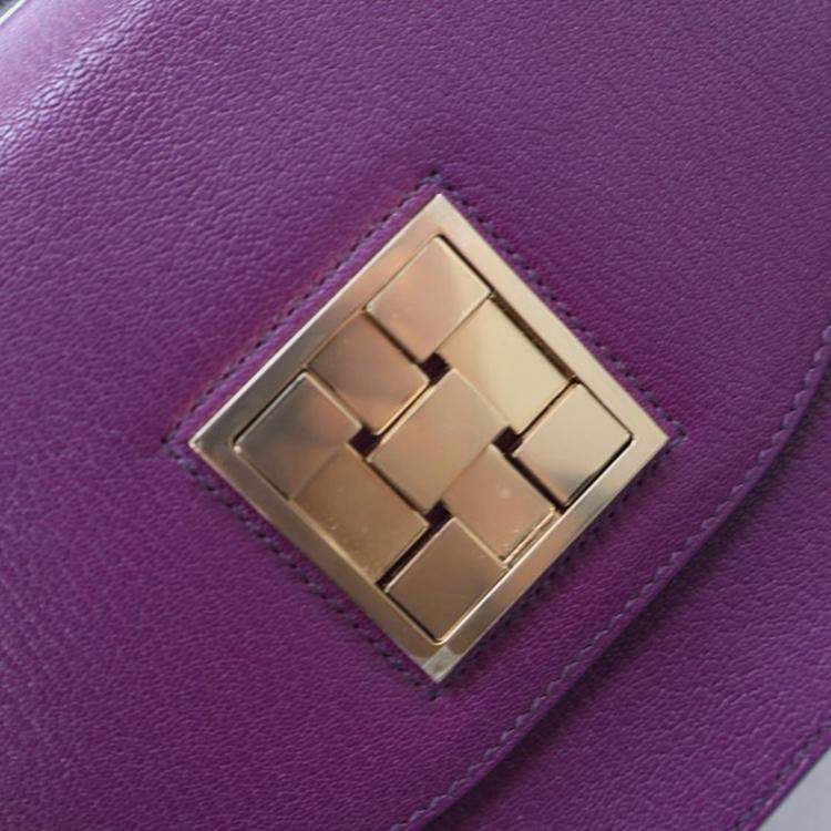 Pre Owned Hermes Mosaique AU 24 Purple Chevre Shoulder Bag