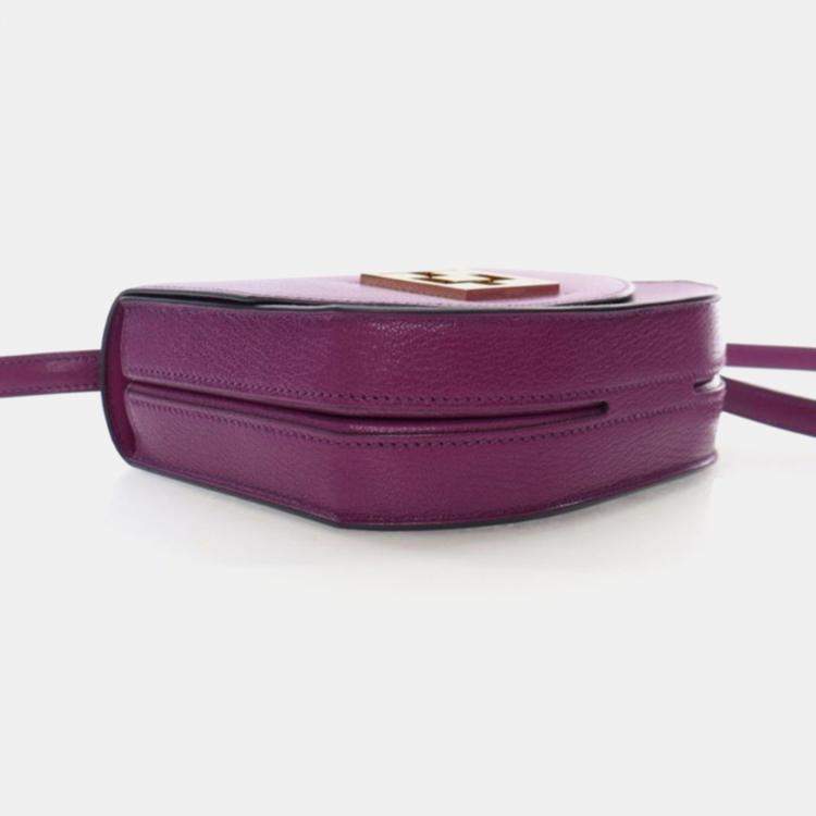 Pre Owned Hermes Mosaique AU 24 Purple Chevre Shoulder Bag