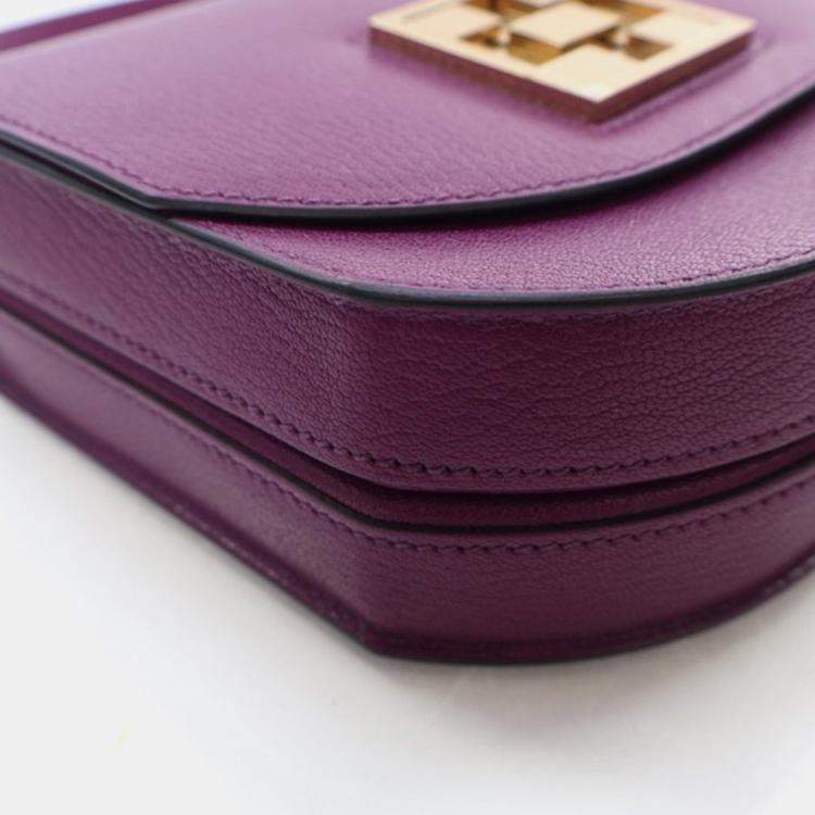Pre Owned Hermes Mosaique AU 24 Purple Chevre Shoulder Bag