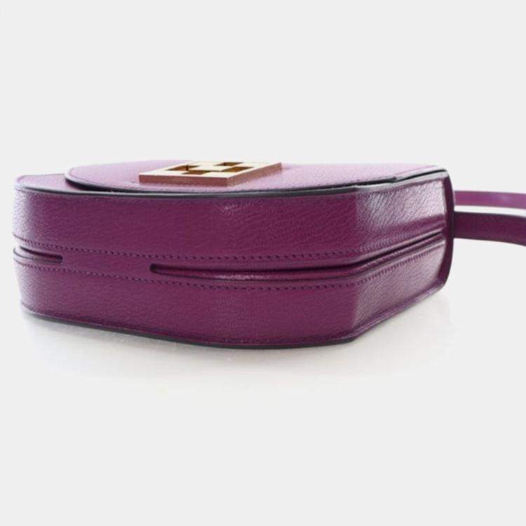 Pre Owned Hermes Mosaique AU 24 Purple Chevre Shoulder Bag