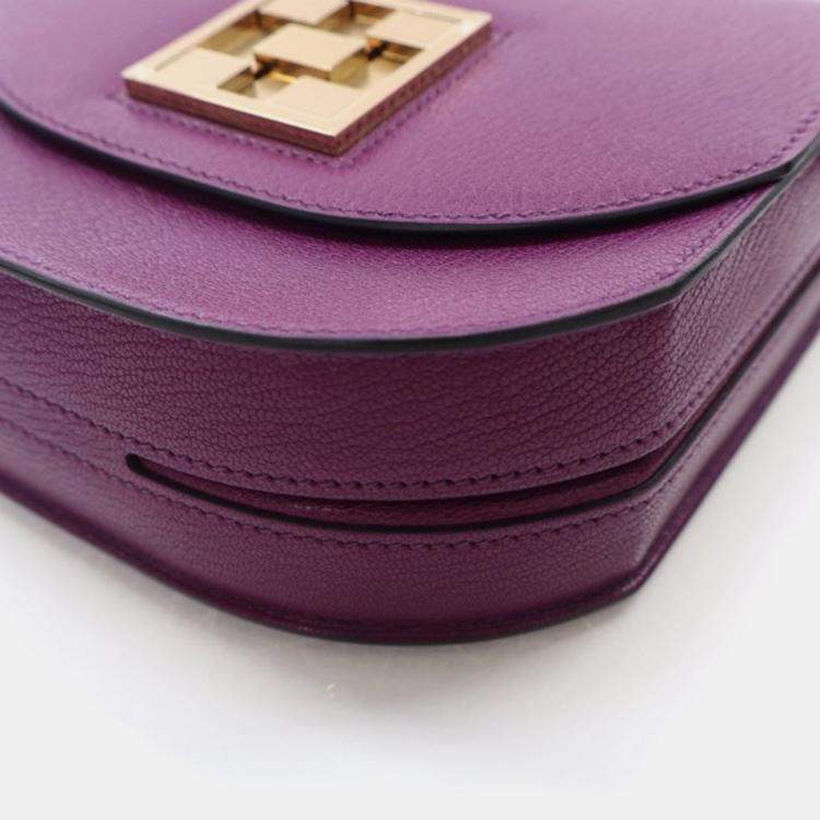 Pre Owned Hermes Mosaique AU 24 Purple Chevre Shoulder Bag