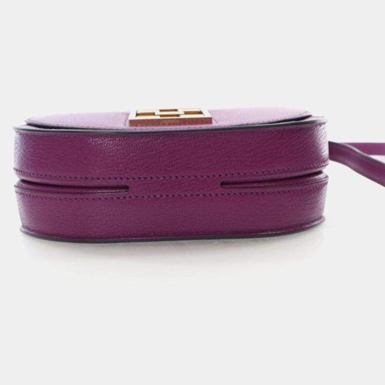 Pre Owned Hermes Mosaique AU 24 Purple Chevre Shoulder Bag