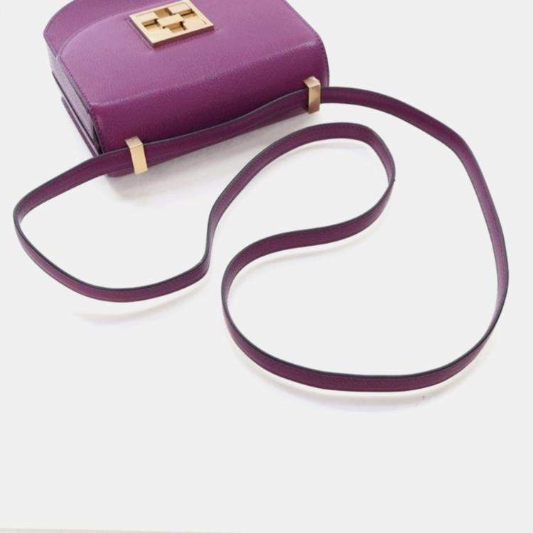 Pre Owned Hermes Mosaique AU 24 Purple Chevre Shoulder Bag