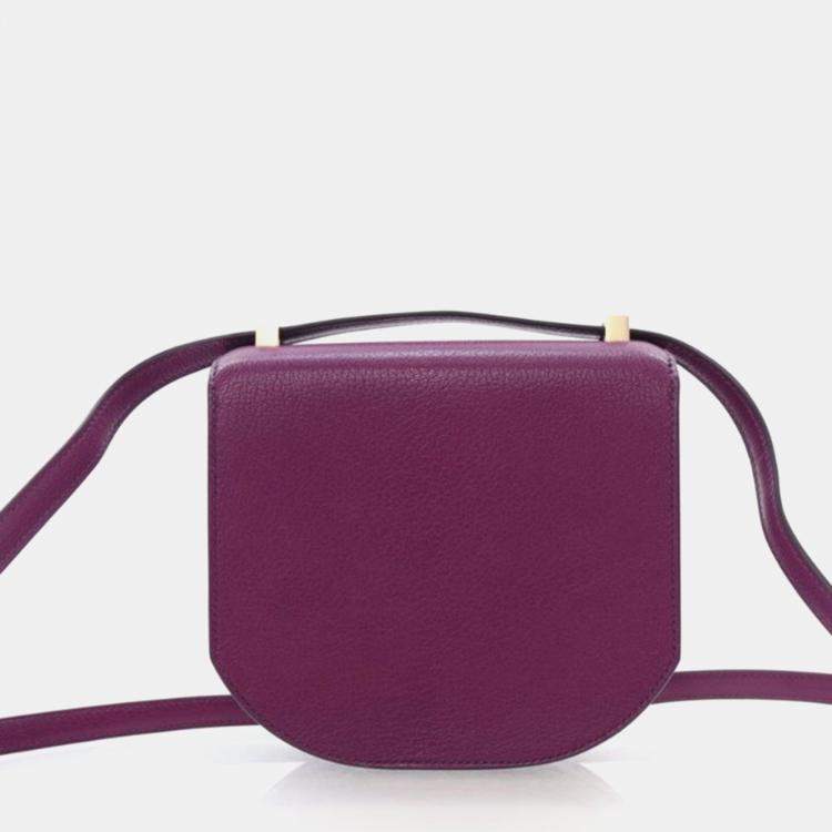 Pre Owned Hermes Mosaique AU 24 Purple Chevre Shoulder Bag
