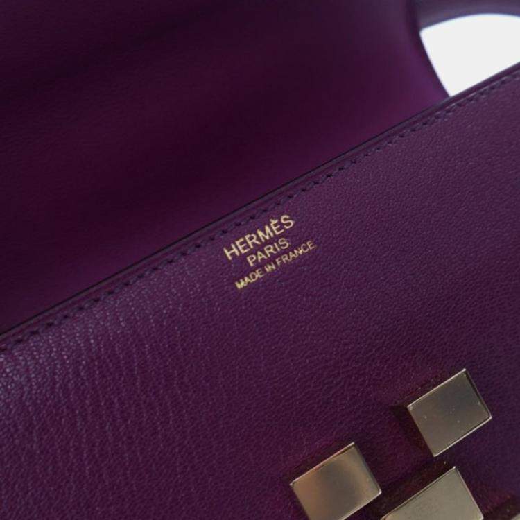 Pre Owned Hermes Mosaique AU 24 Purple Chevre Shoulder Bag