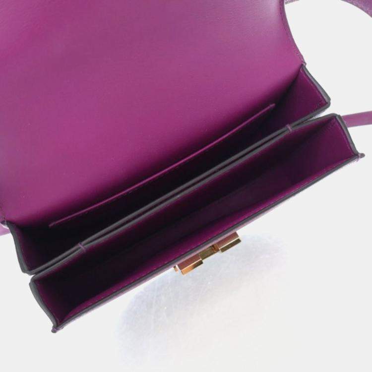 Pre Owned Hermes Mosaique AU 24 Purple Chevre Shoulder Bag