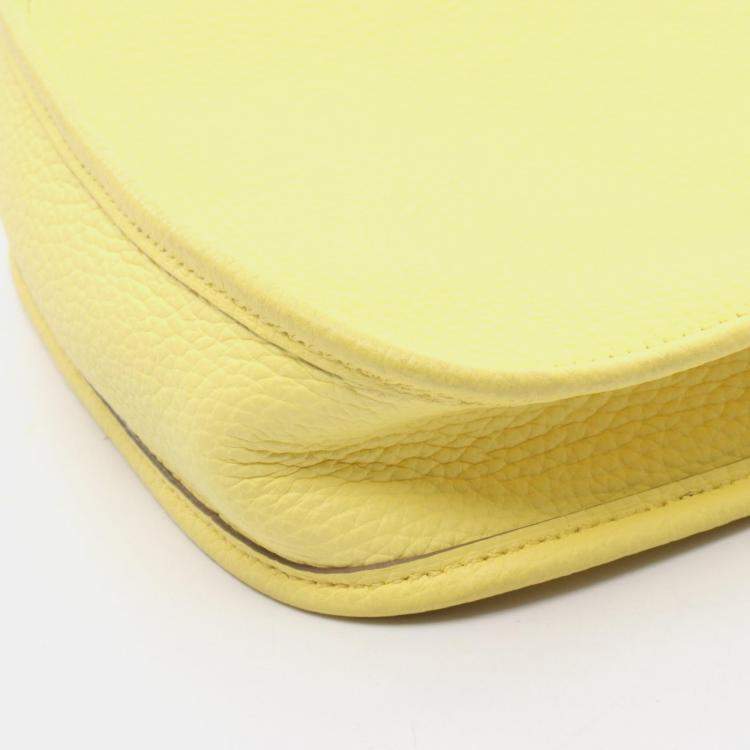 Pre Owned Hermes Evelyne TPM Limoncello Yellow Clemence Leather Shoulder Bag