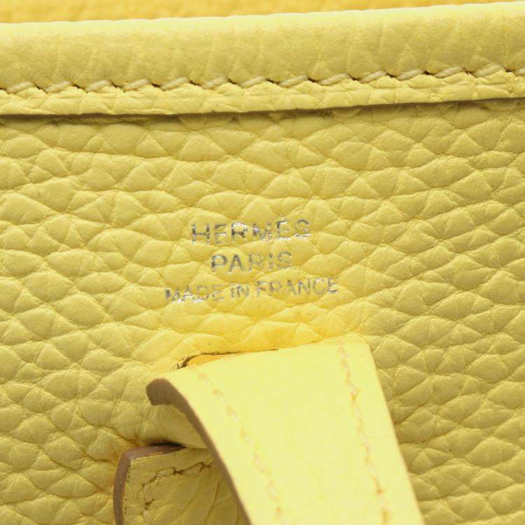 Pre Owned Hermes Evelyne TPM Limoncello Yellow Clemence Leather Shoulder Bag