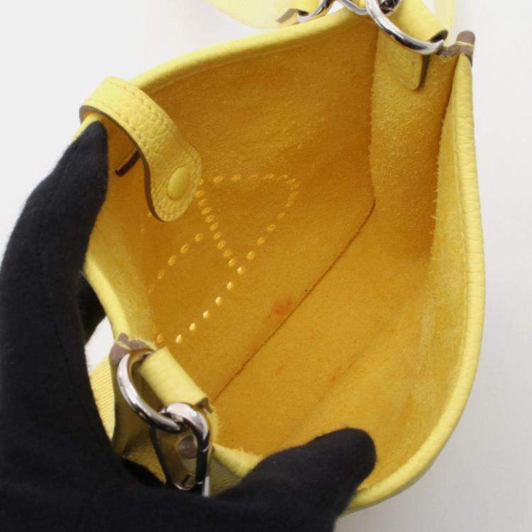 Pre Owned Hermes Evelyne TPM Limoncello Yellow Clemence Leather Shoulder Bag