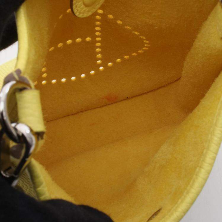 Pre Owned Hermes Evelyne TPM Limoncello Yellow Clemence Leather Shoulder Bag