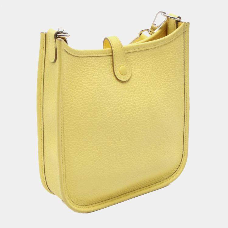 Pre Owned Hermes Evelyne TPM Limoncello Yellow Clemence Leather Shoulder Bag