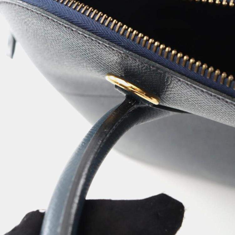 Pre Owned Hermes Bolide 35 Blue Indigo Courchevel Leather Top Handle Bag