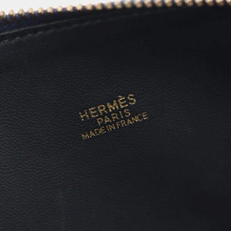 Pre Owned Hermes Bolide 35 Blue Indigo Courchevel Leather Top Handle Bag