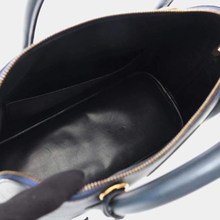 Pre Owned Hermes Bolide 35 Blue Indigo Courchevel Leather Top Handle Bag