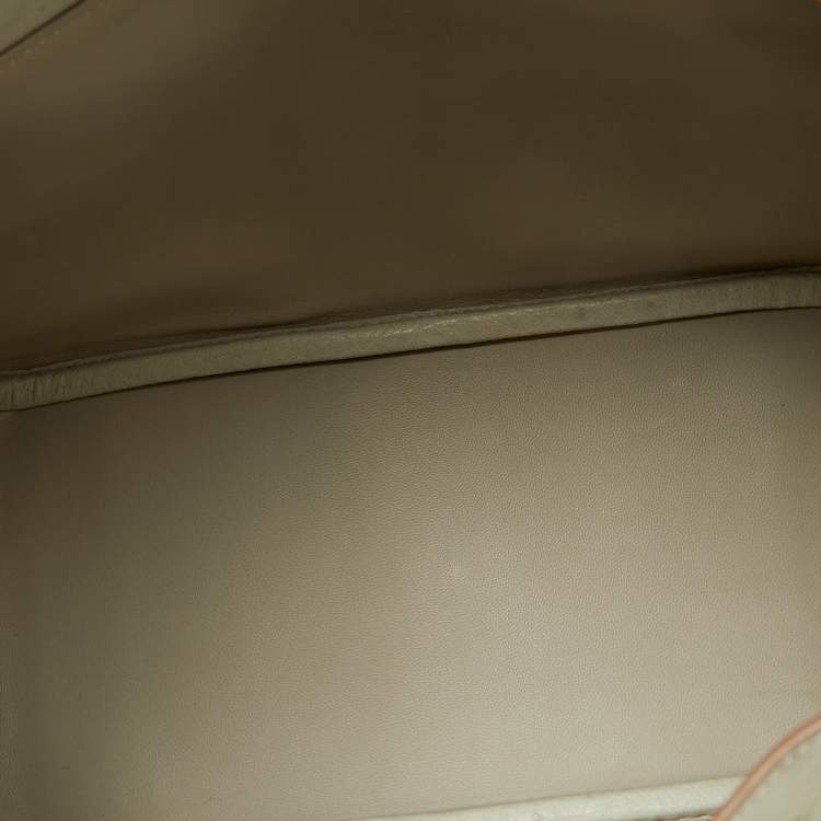 Pre Owned Hermès Gris Perle Ostrich Gold Finish Lindy 26 Bag